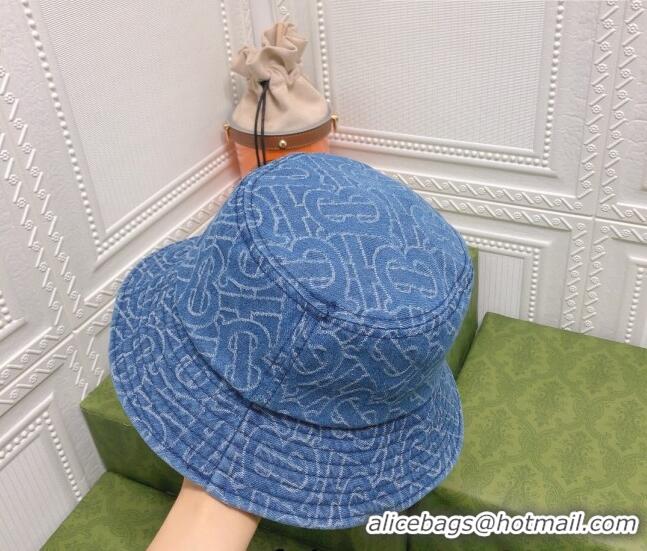 Famous Brand Burberry Denim Bucket Hat 040189 Light Blue 2022