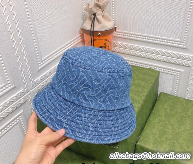 Famous Brand Burberry Denim Bucket Hat 040189 Light Blue 2022