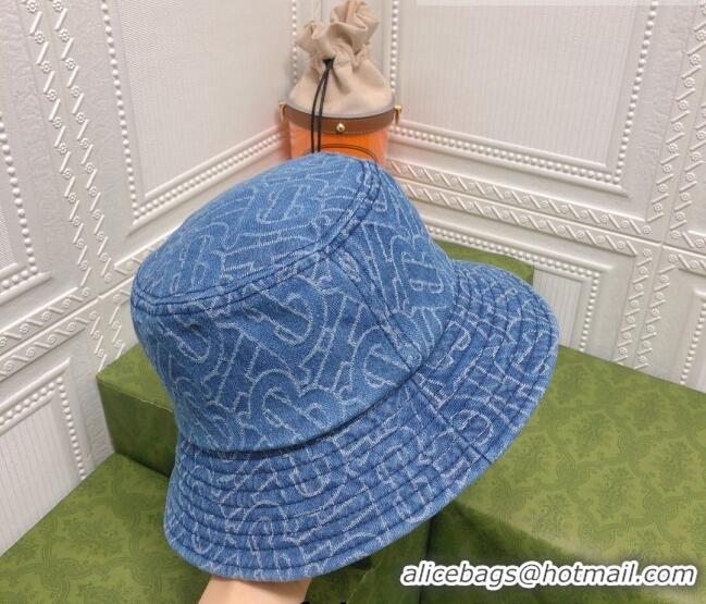 Famous Brand Burberry Denim Bucket Hat 040189 Light Blue 2022