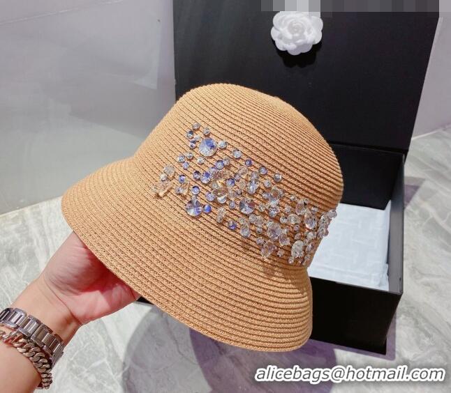 Modern Grade Miu Miu Crystal Straw Bucket Hat M2901 Khkai 2022