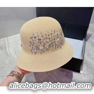 Trendy Design Miu Miu Crystal Straw Bucket Hat M2901 Beige 2022