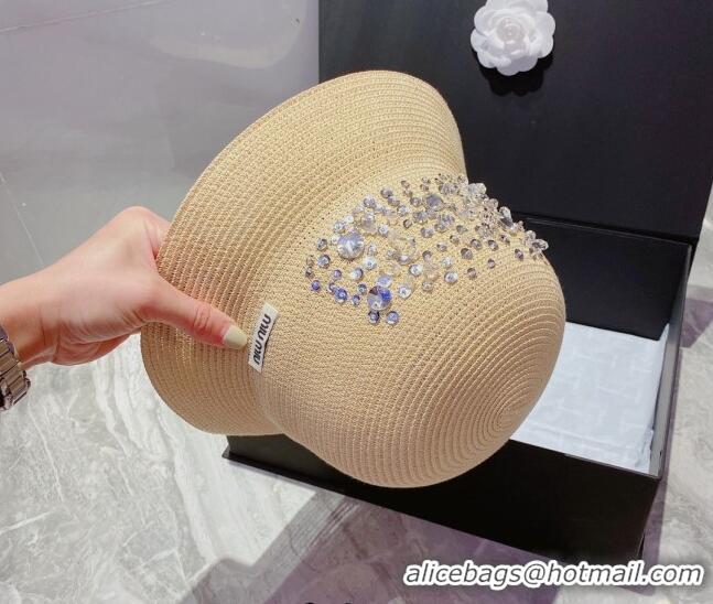 Trendy Design Miu Miu Crystal Straw Bucket Hat M2901 Beige 2022