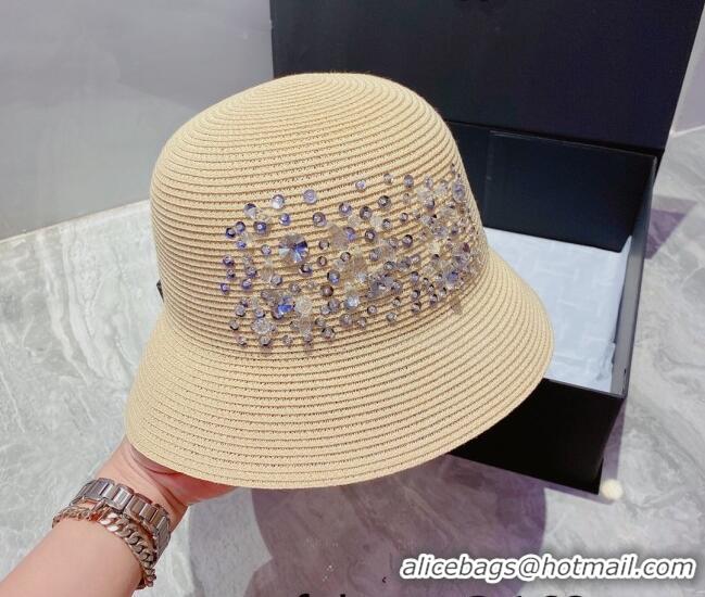 Trendy Design Miu Miu Crystal Straw Bucket Hat M2901 Beige 2022