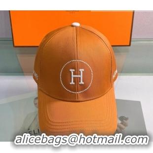 Top Quality Hermes Canvas Baseball Hat 0430103 Orange 2022