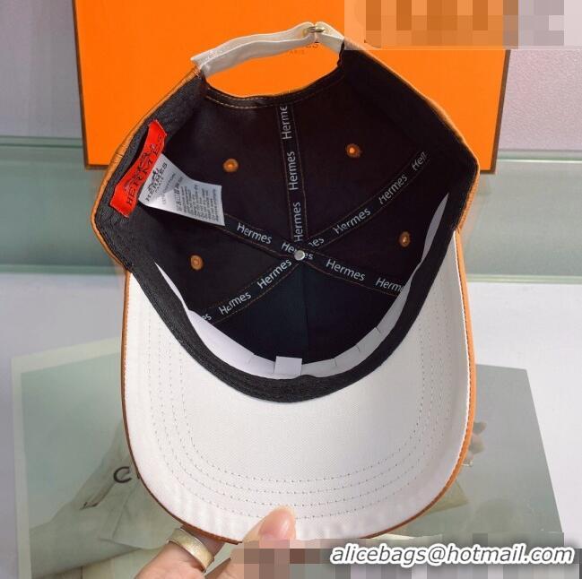 Top Quality Hermes Canvas Baseball Hat 0430103 Orange 2022