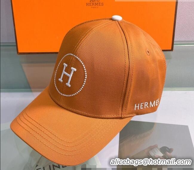 Top Quality Hermes Canvas Baseball Hat 0430103 Orange 2022