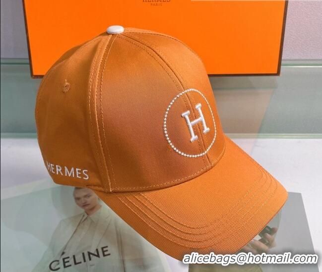 Top Quality Hermes Canvas Baseball Hat 0430103 Orange 2022