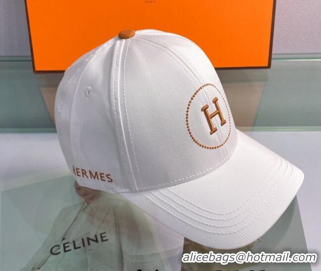 Best Quality Hermes Canvas Baseball Hat 0430105 White 2022