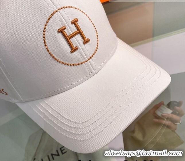 Best Quality Hermes Canvas Baseball Hat 0430105 White 2022