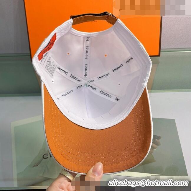 Best Quality Hermes Canvas Baseball Hat 0430105 White 2022