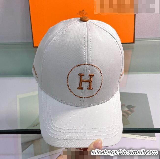 Best Quality Hermes Canvas Baseball Hat 0430105 White 2022