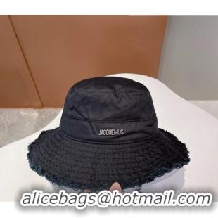 Top Quality Jacquemus Canvas Bucket Hat 091503 Black 2022