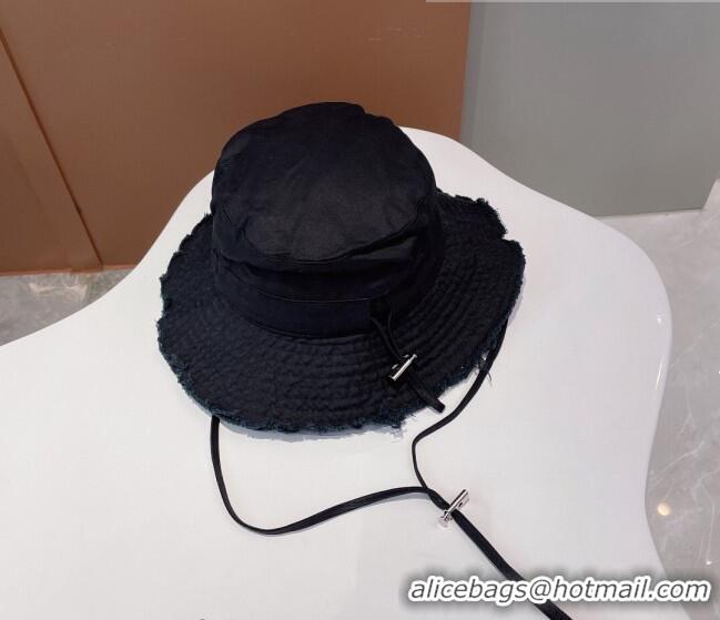 Top Quality Jacquemus Canvas Bucket Hat 091503 Black 2022