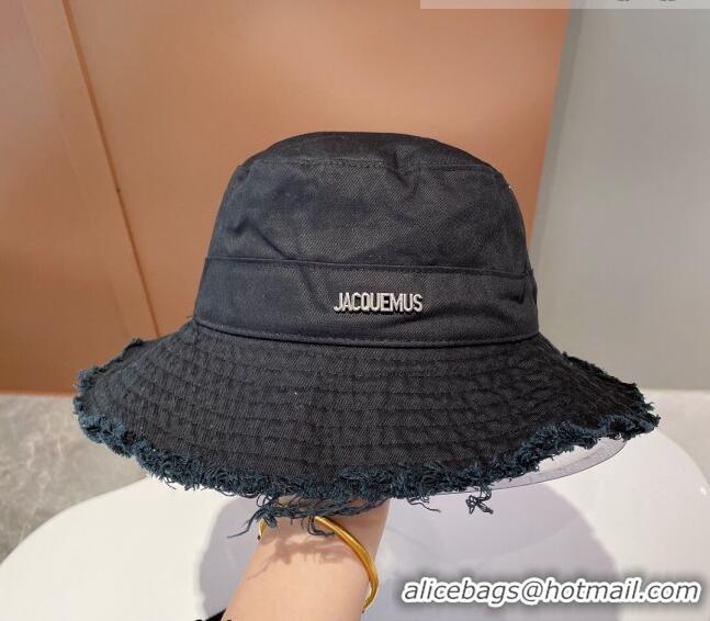 Top Quality Jacquemus Canvas Bucket Hat 091503 Black 2022