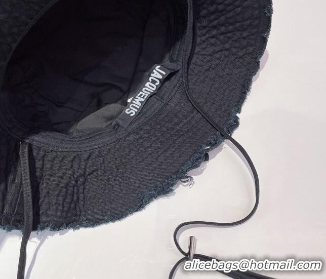 Top Quality Jacquemus Canvas Bucket Hat 091503 Black 2022