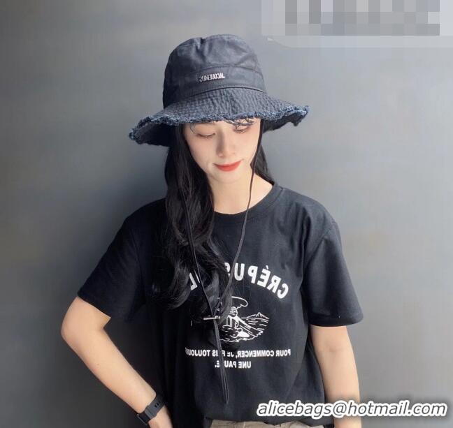 Top Quality Jacquemus Canvas Bucket Hat 091503 Black 2022