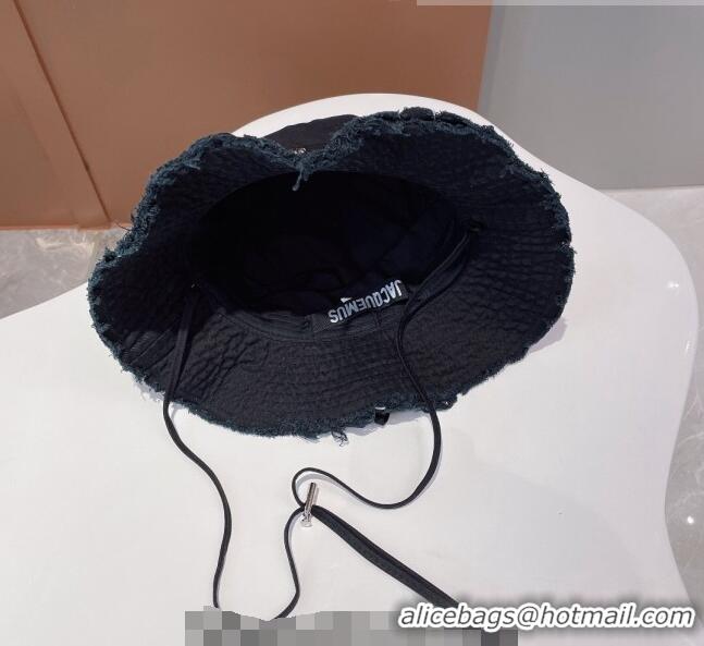 Top Quality Jacquemus Canvas Bucket Hat 091503 Black 2022