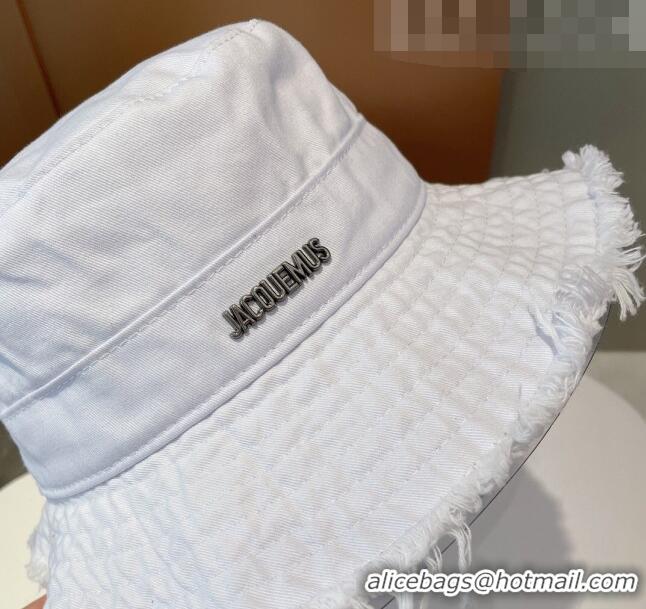 Shop Promotional Jacquemus Canvas Bucket Hat 091506 White 2022