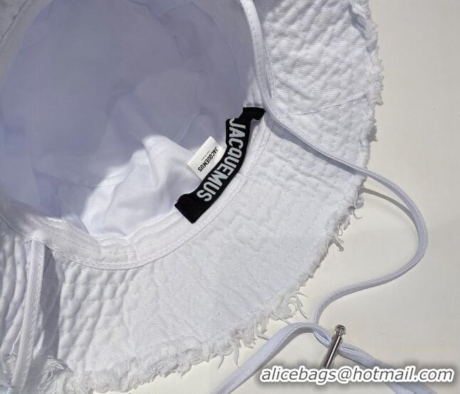 Shop Promotional Jacquemus Canvas Bucket Hat 091506 White 2022