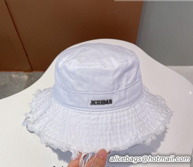 Shop Promotional Jacquemus Canvas Bucket Hat 091506 White 2022