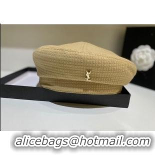 Unique Grade Saint Laurent YSL Beret Hat 091555 Beige 2022