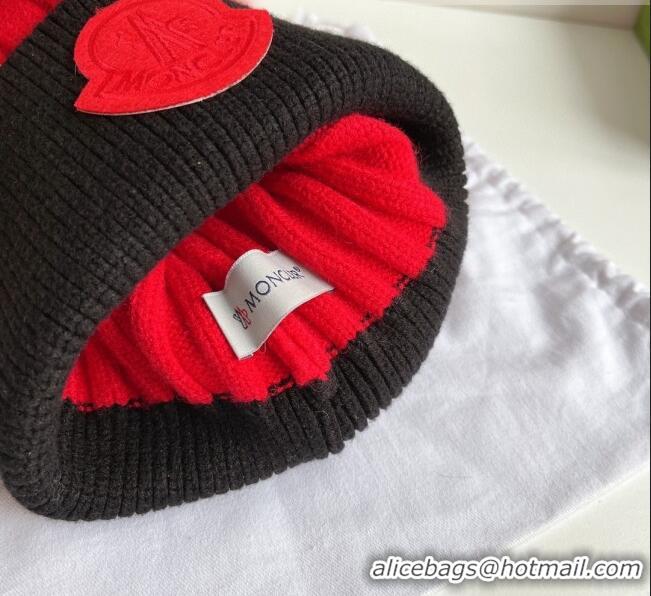 Best Price Moncler Knit Wool Hat M101902 Black/Red 2022