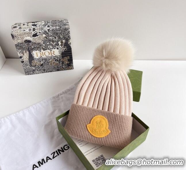 New Design Moncler Knit Wool Hat M101904 Beige 2022