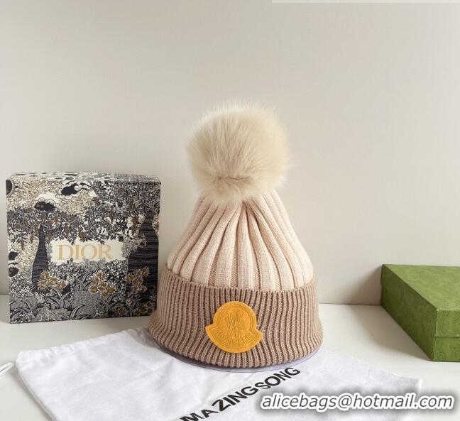 New Design Moncler Knit Wool Hat M101904 Beige 2022