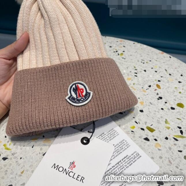 New Style Moncler Knit Wool Hat M101905 Beige/White/Black 2022