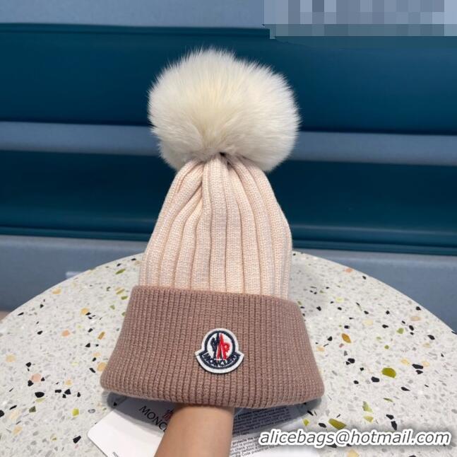 New Style Moncler Knit Wool Hat M101905 Beige/White/Black 2022