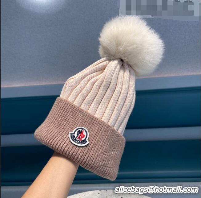 New Style Moncler Knit Wool Hat M101905 Beige/White/Black 2022