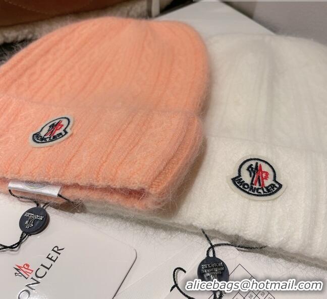 Wholesale Moncler Knit Wool & Rabbit Hair Hat M101907 Pink 2022