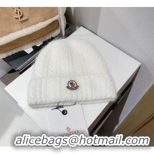 Cheapest Moncler Knit Wool & Rabbit Hair Hat M101908 White 2022