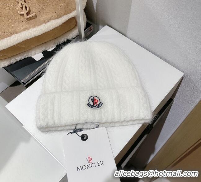 Cheapest Moncler Knit Wool & Rabbit Hair Hat M101908 White 2022