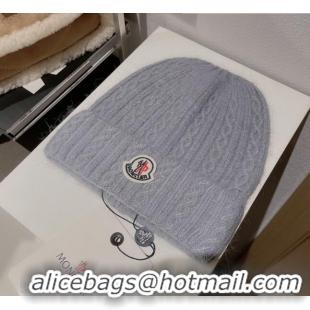 Buy Classic Moncler Knit Wool & Rabbit Hair Hat M101909 Grey 2022