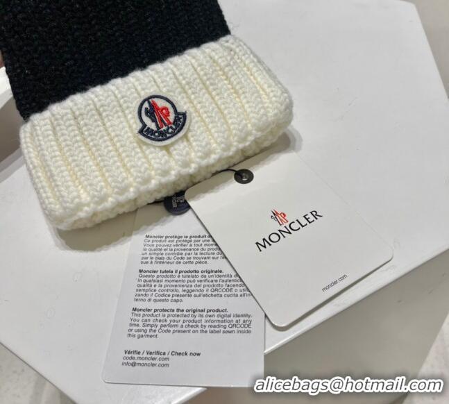 New Stylish Moncler Knit Wool Hat M101912 Black/White 2022