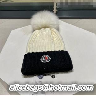 Inexpensive Moncler Knit Wool Hat M101911 White/Black 2022