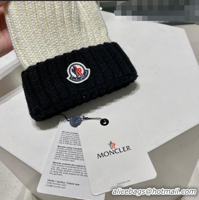 Inexpensive Moncler Knit Wool Hat M101911 White/Black 2022