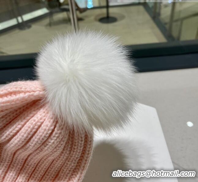 Top Quality Moncler Knit Wool Hat M101913 Pink/White 2022