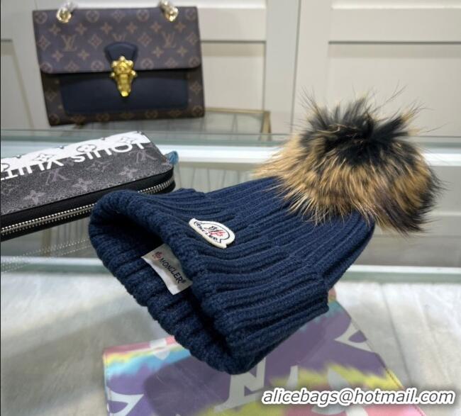 Top Quality Classic Moncler Knit Wool Hat M101915 Navy 2022