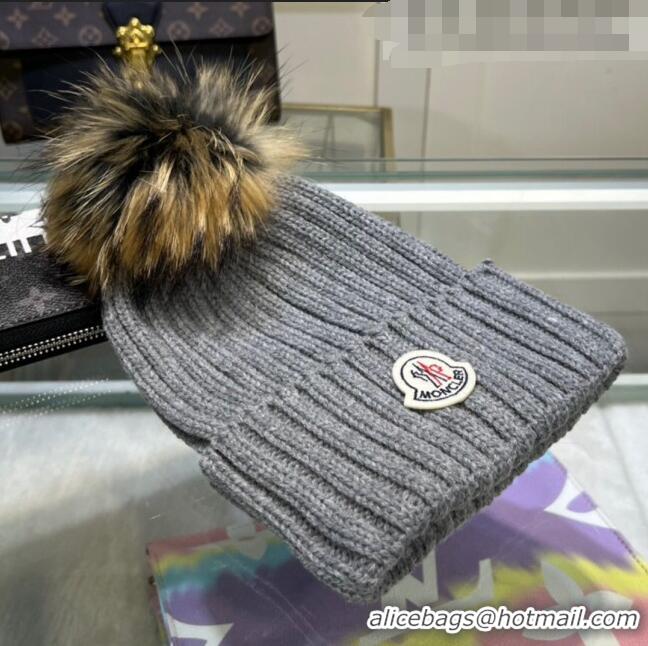 Buy Discount Moncler Knit Wool Hat M101916 Grey 2022