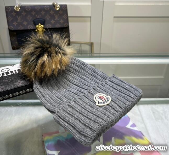 Buy Discount Moncler Knit Wool Hat M101916 Grey 2022