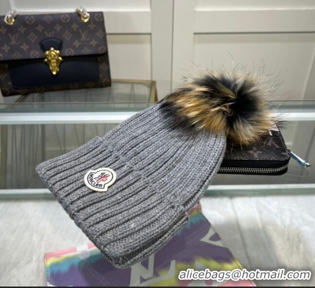 Buy Discount Moncler Knit Wool Hat M101916 Grey 2022