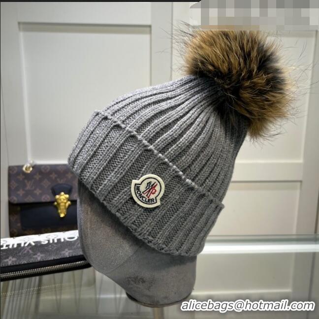 Buy Discount Moncler Knit Wool Hat M101916 Grey 2022