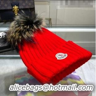 Top Quality Classic Moncler Knit Wool Hat M101917 Red 2022