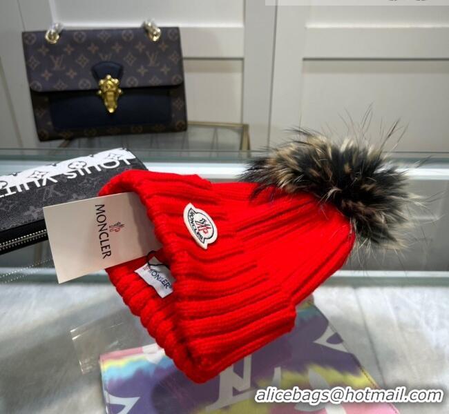 Top Quality Classic Moncler Knit Wool Hat M101917 Red 2022