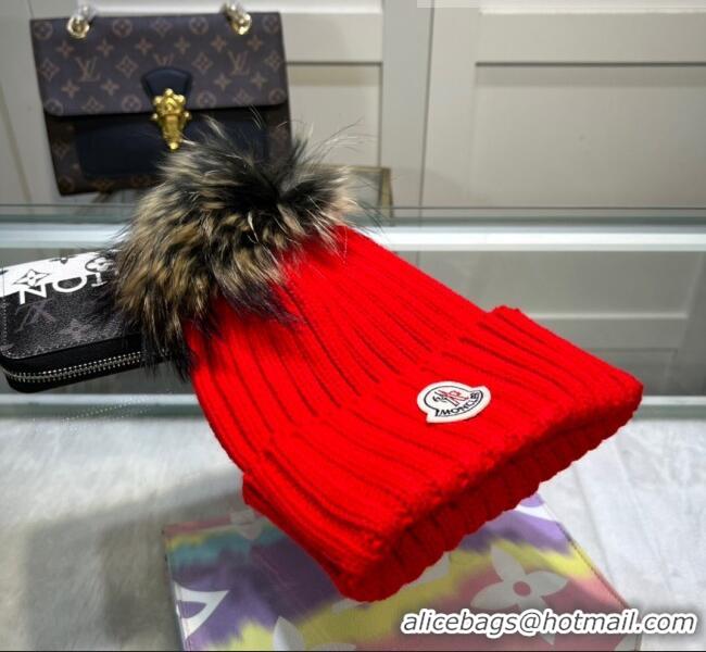 Top Quality Classic Moncler Knit Wool Hat M101917 Red 2022