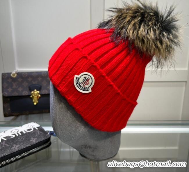 Top Quality Classic Moncler Knit Wool Hat M101917 Red 2022