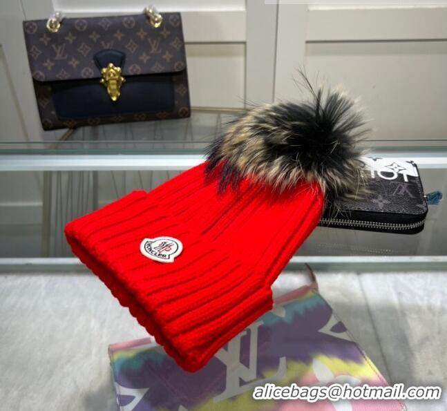 Top Quality Classic Moncler Knit Wool Hat M101917 Red 2022