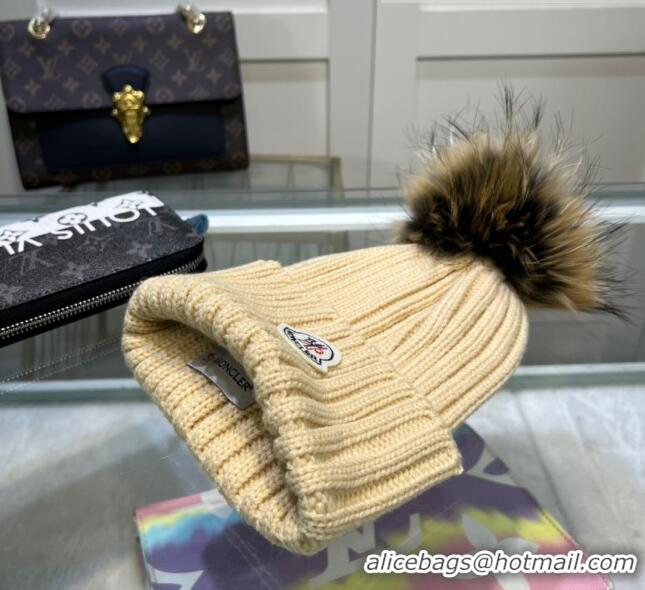 Spot Bulk Moncler Knit Wool Hat M101918 Beige 2022